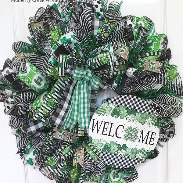 St. Patrick's Day Wreath, St. Patrick's Wreath for Front Door, Saint Patrick's Day Wreath, St. Patrick's Welcome Wreath