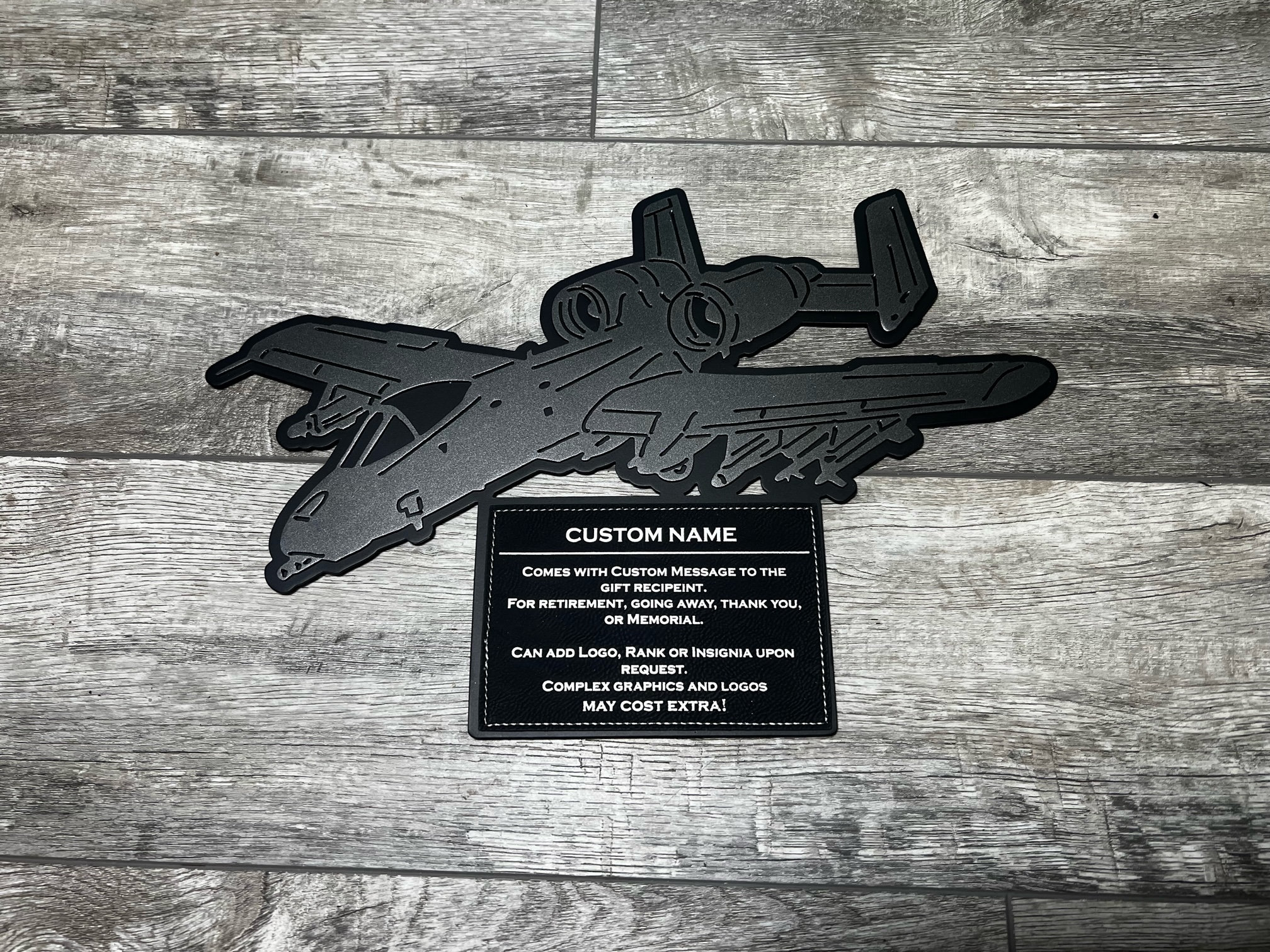USAF A-10 Warthog Thunderbolt II Plaque With Custom Leather Patch