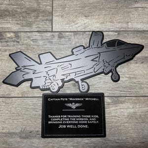 USMC F-35B STOVL Lightning II Metal Plaque with Custom Leather Patch