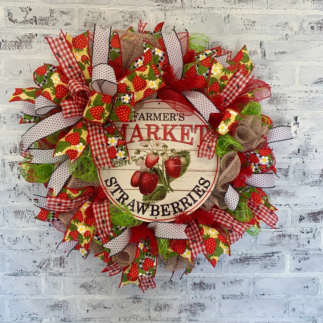 Strawberry Wreath, Spring Wreath, Summer Wreath, Burlap Wreath ...