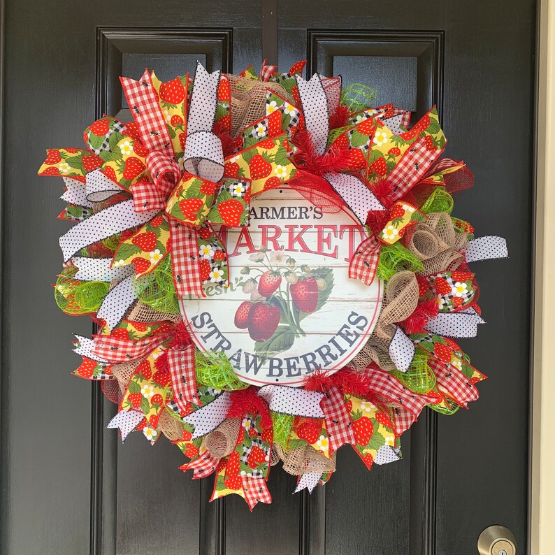 Strawberry Wreath, Spring Wreath, Summer Wreath, Burlap Wreath ...