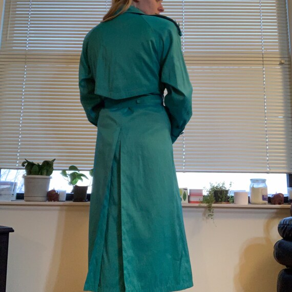 Vintage 80s iridescent teal coat - image 2