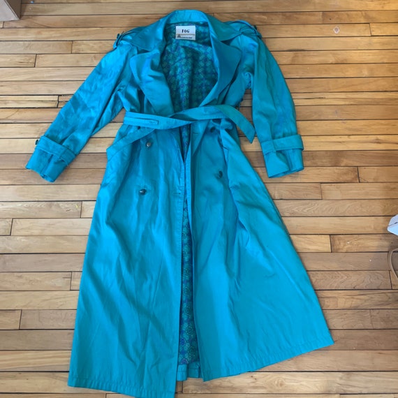Vintage 80s iridescent teal coat - image 7