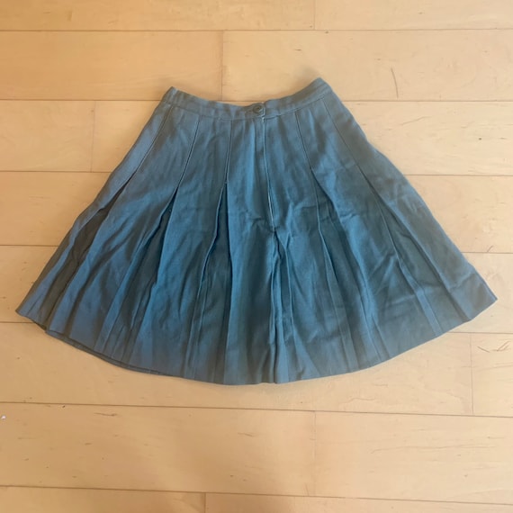 Vintage 1970s Hunter Green Wool Pleated Skirt - image 5