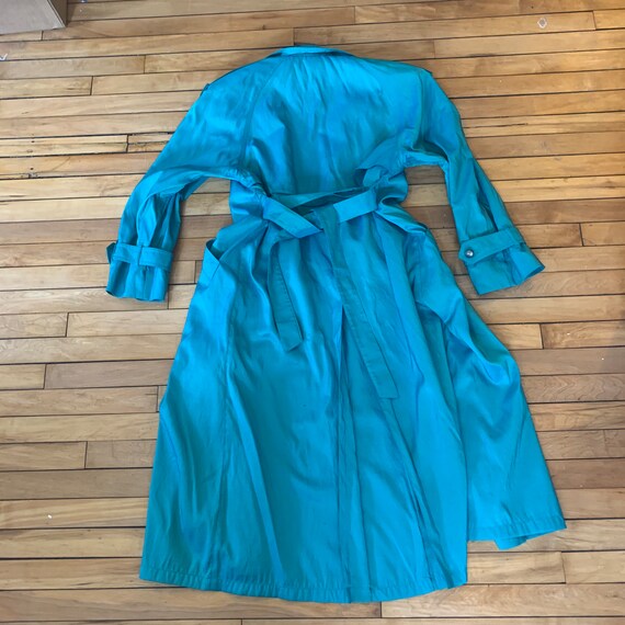 Vintage 80s iridescent teal coat - image 8