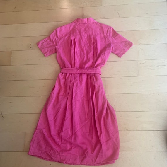 Vintage 1950s Pink Pleated Short Sleeve Dress - image 3