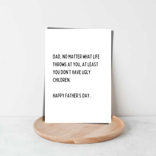 Printable Funny Father's Day card from daughter from son Funny Father's Day card Witty Sarcastic Father's Day card downloadable