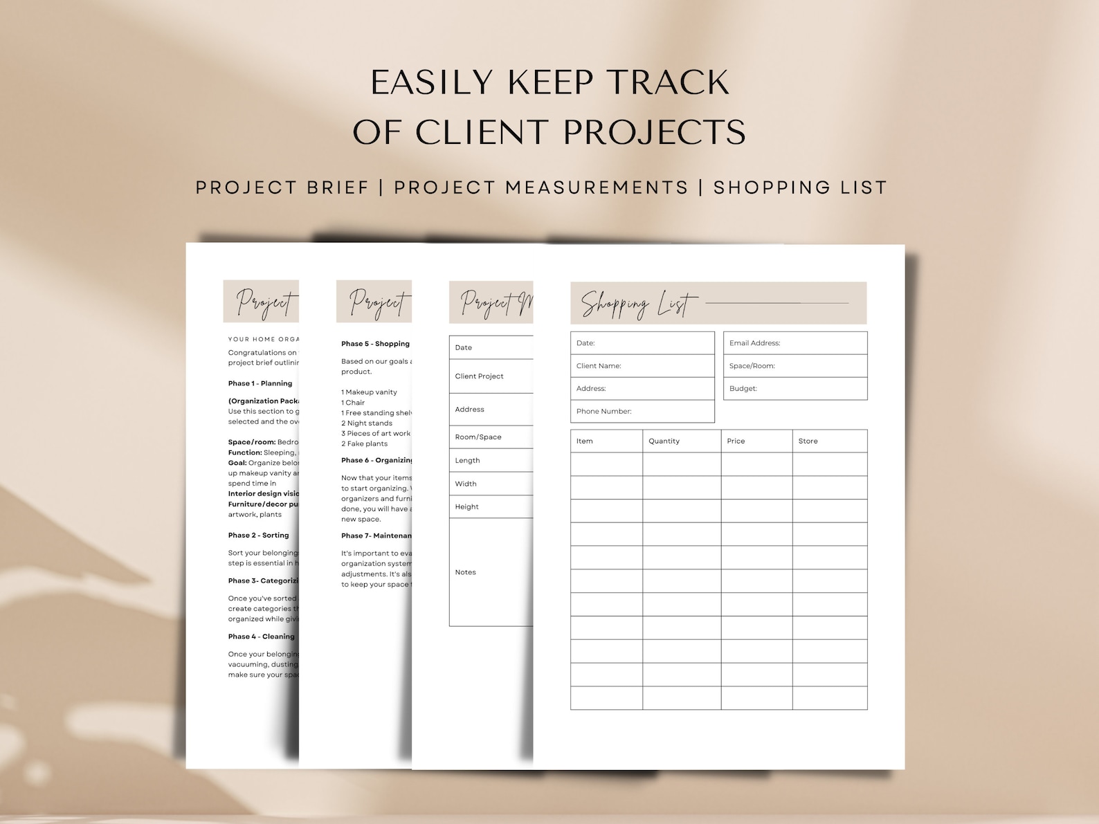 Professional Organizer Forms Professional Organizer Brochure