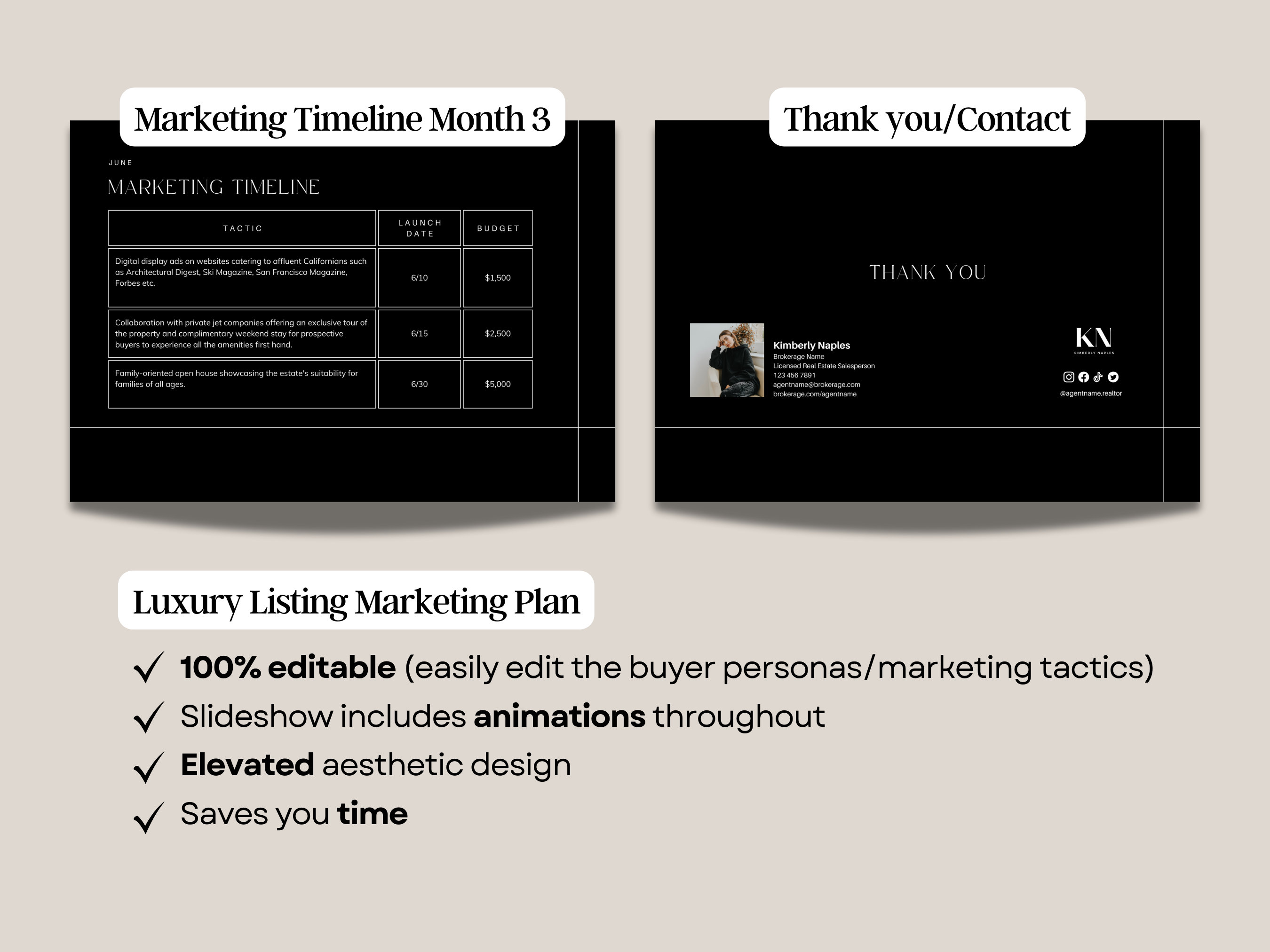 Luxury Real Estate Marketing Plan Canva Slideshow Template Seller ...