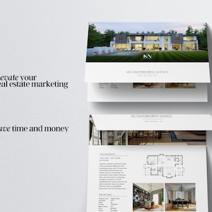 Real estate brochure template bifold property brochure canva template 4 page real estate brochure design feature sheet realestate open house