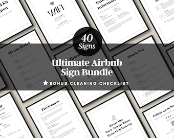 Pacote de modelos de placas do Airbnb Placa de boas-vindas Modelos do Airbnb Canva Placa de Wi-Fi do Airbnb Pacote de placas de aluguel por temporada Placas de anfitriões do Aribnb Regras da casa