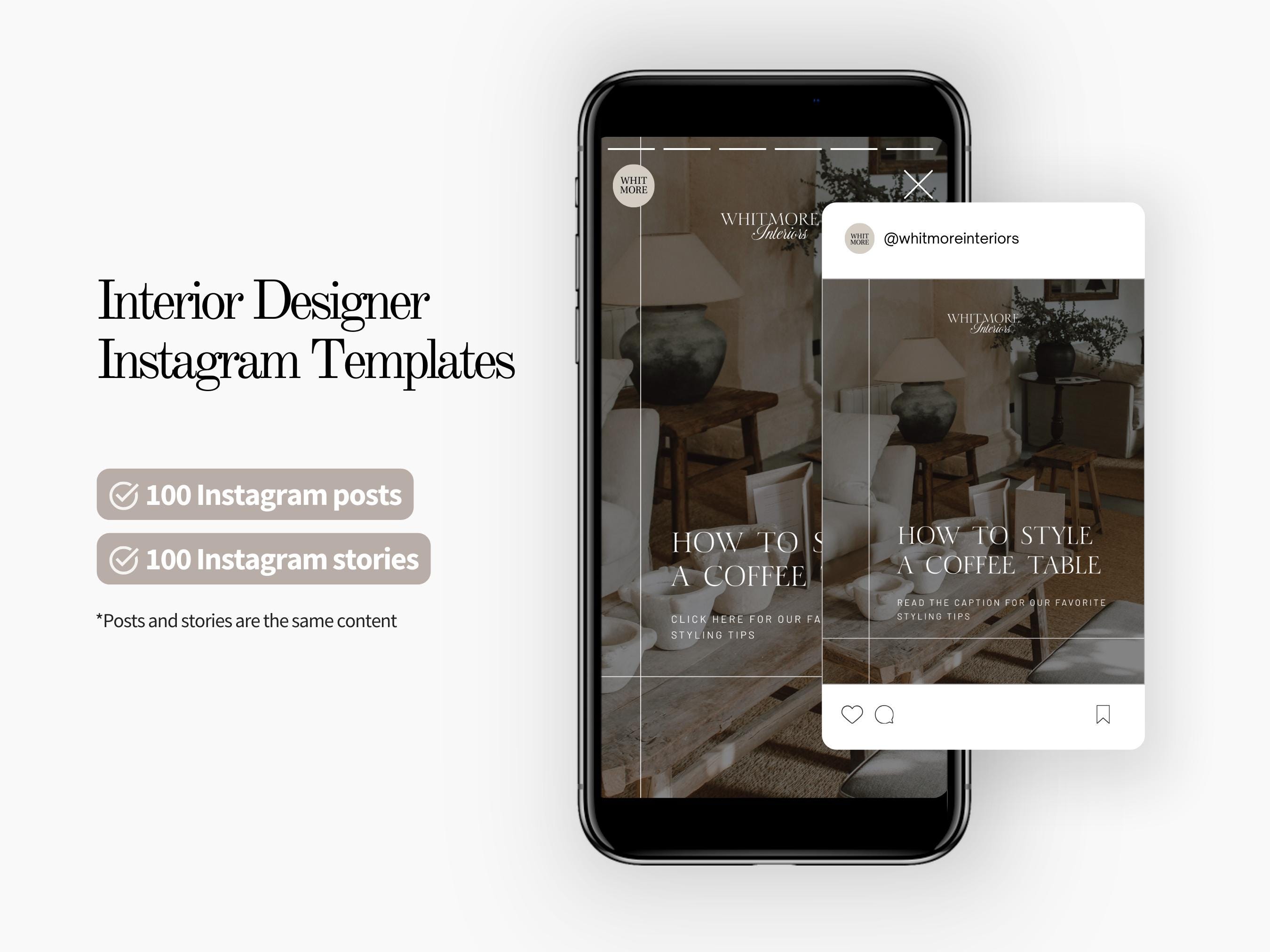 Interior Design Instagram Templates Canva Posts Stories Social Media ...