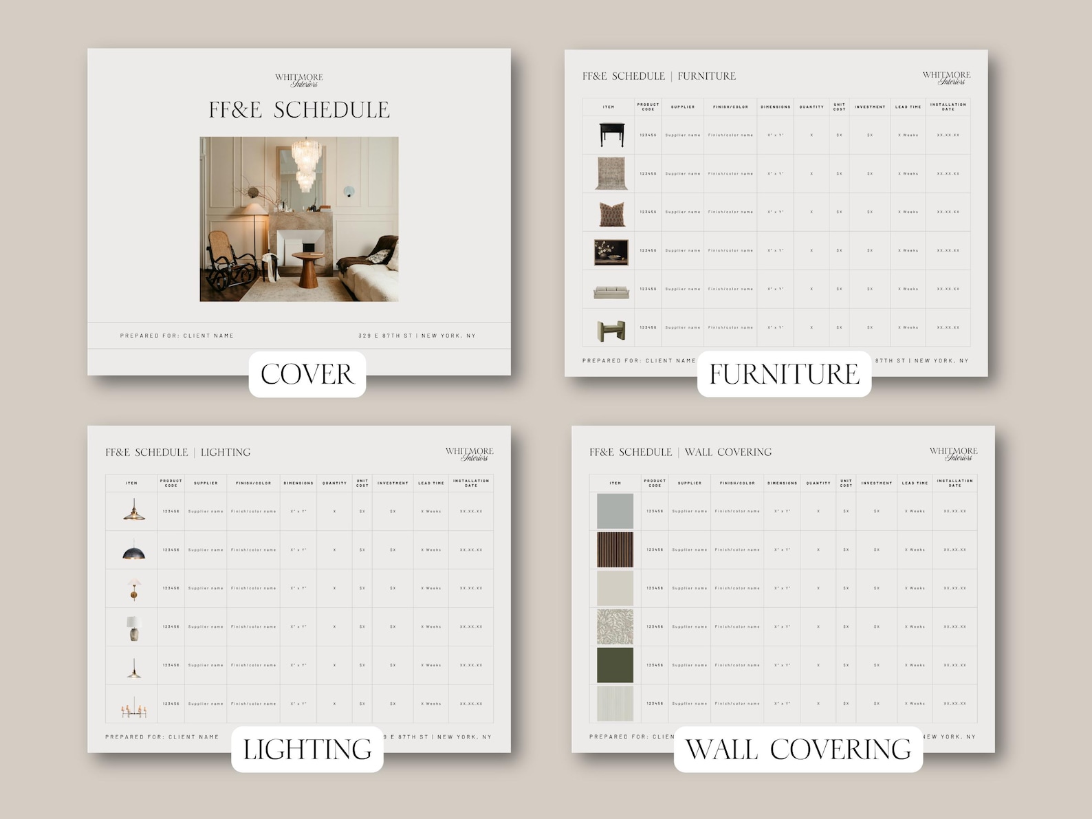 FF&E Schedule Template Interior Design Project Timeline Canva Excel ...