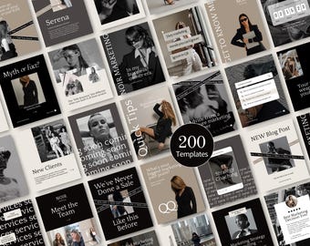 Marketing Agency Instagram Bundle Template Moody Instagram Coach Template Dark Aesthetic Instagram Carousel Canva Template Social Media Kit