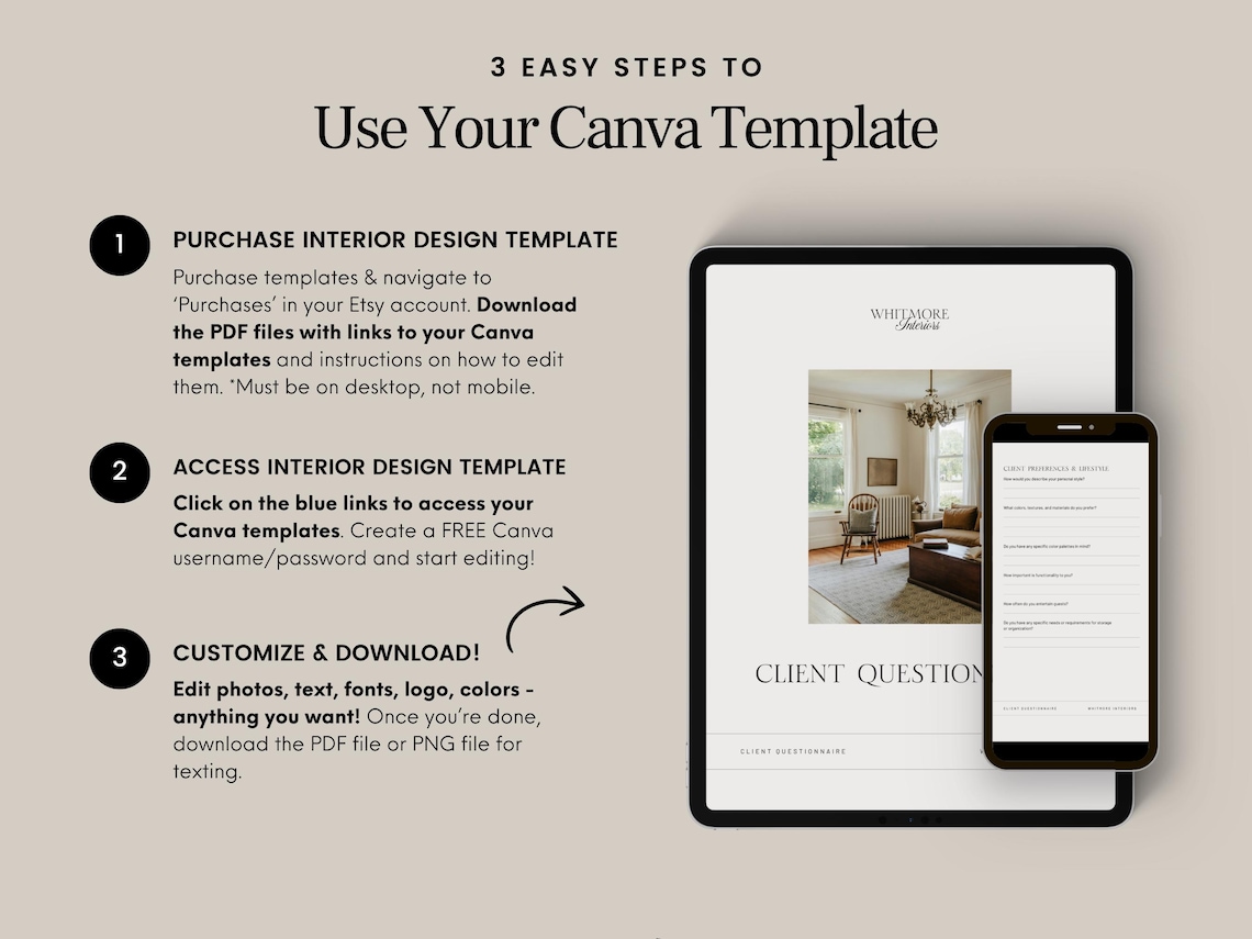 Interior Design Client Questionnaire Template Canva Editable Client ...