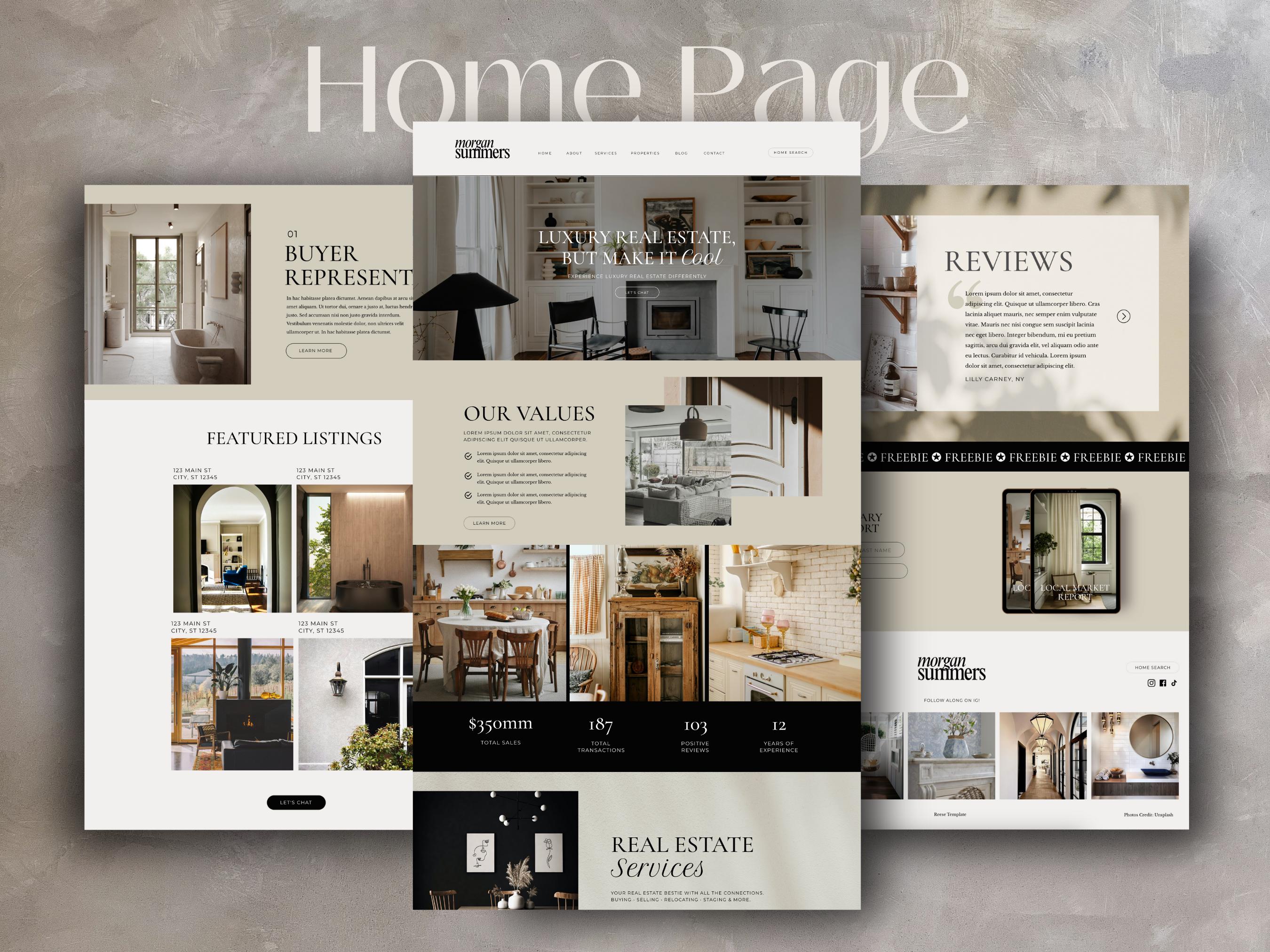 Website Template Real Estate Modern Luxury Realtor Marketing Showit