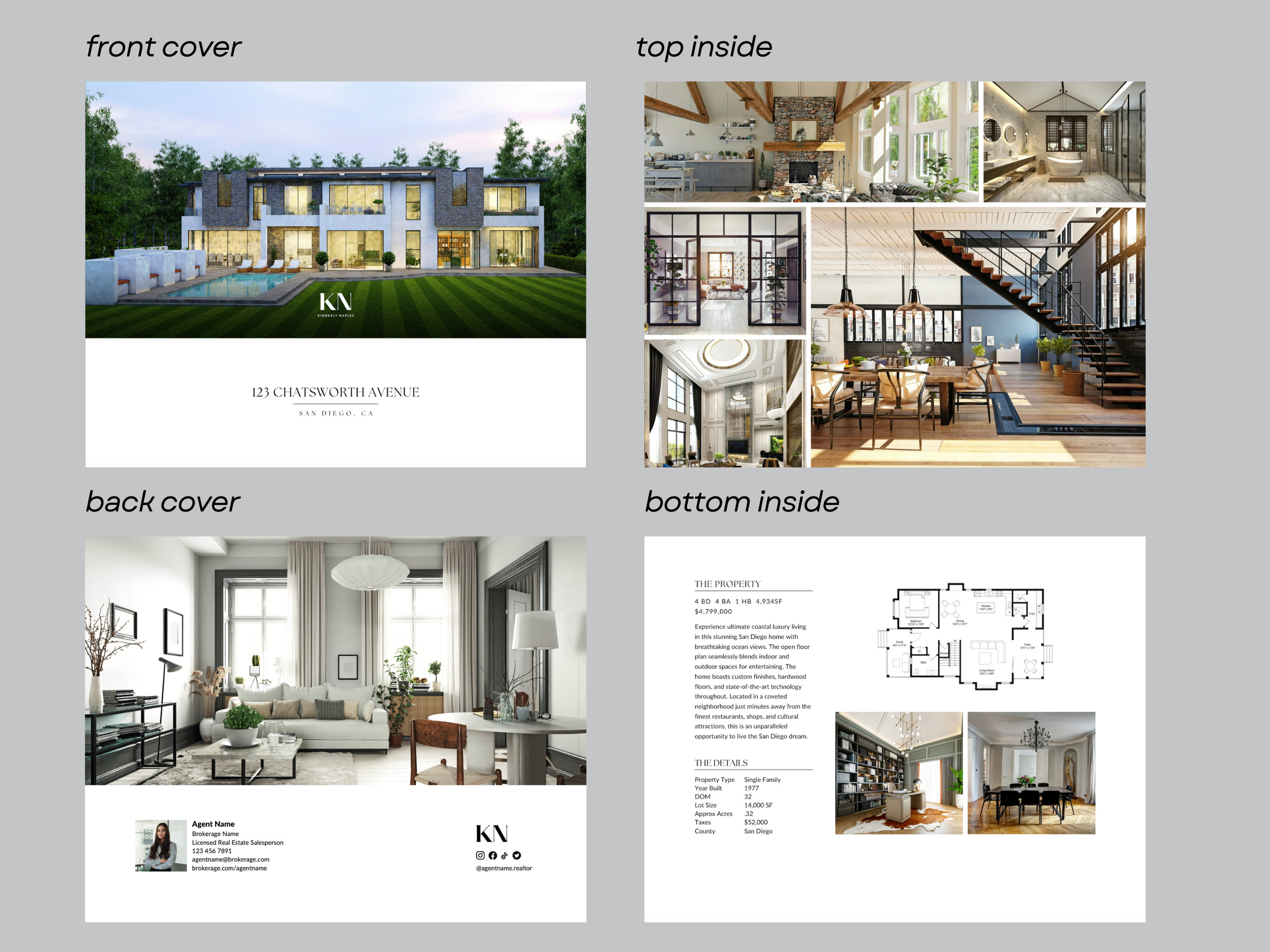 Real Estate Brochure Template Bifold Property Brochure Canva Template 4 ...