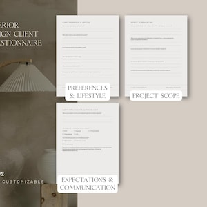 Modelo de questionário para clientes de design de interiores no Canva (editável) - Formulário de cadastro de clientes - Consulta de design de interiores - Novo cliente - Decorador de interiores imagem 5