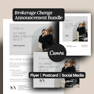 Real Estate brokerage change announcement new agent announcement new real estate agent postcard real estate flyer template social media ig