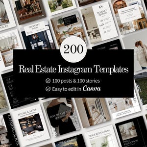 Real Estate Instagram Post Story Template Instagram Bundle Real Estate Agent Social Media Canva Templates Luxury Realtor Marketing Branding