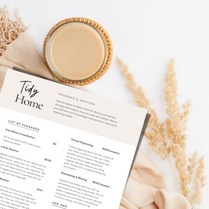 Professional Home Organizer Flyer Cleaning Business Template Price List Template Professional Organizer Business form Packages and Services