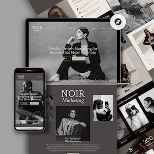 Progettazione di siti Web per agenzie di marketing Modello Showit Sito Web per agenzie di social media Modello di sito Web portfolio UGC Web minimalista in bianco e nero