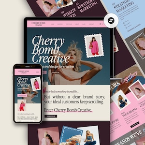Showit Website Template Marketing Agency Portfolio Social Media Manager Website Virtual Assistant Website Template UGC Content Creator Pink