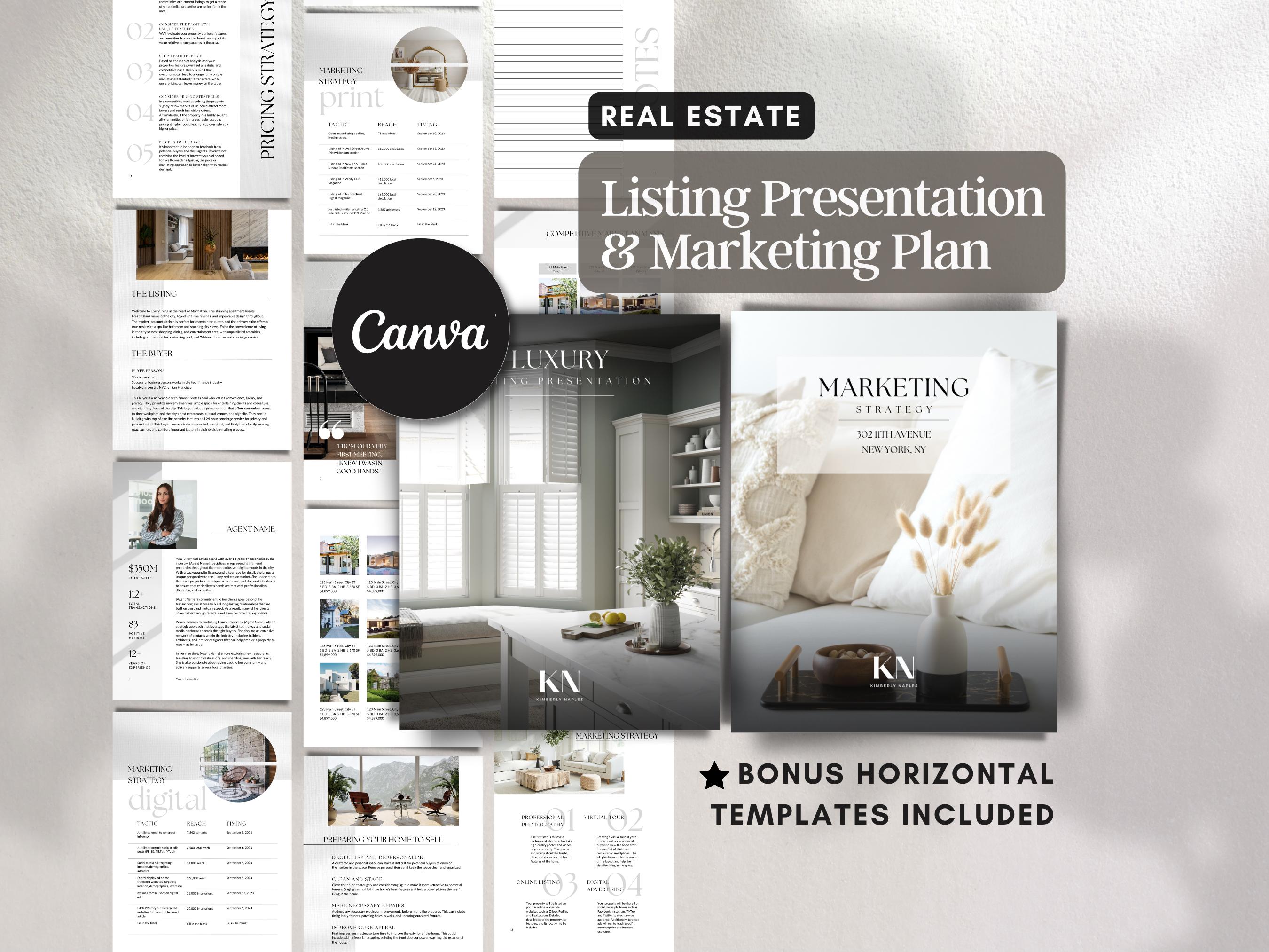 Real Estate Marketing Plan Template Canva Real Estate Listing ...