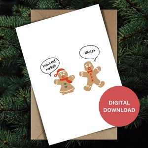 Carte de Noël imprimable pain d’épice drôle Carte de voeux Punny Holiday pour mari Sarcastic Fun hilarant Xmas téléchargement numérique pour femme