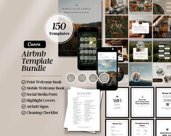 Airbnb Host Bundle Template Welcome Book Airbnb Welcome Sign Vrbo Instagram Post Airbnb Cleaning Checklist Custom Airbnb Template Editable