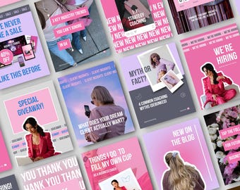 Coaching Instagram Templates for Business Coach Canva Social Media Bundle IG Posts Stories Course Creator IG Template Pink Instagram Posts