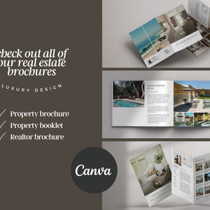 Real estate brochure template bifold property brochure canva template 4 page real estate brochure design feature sheet realestate open house