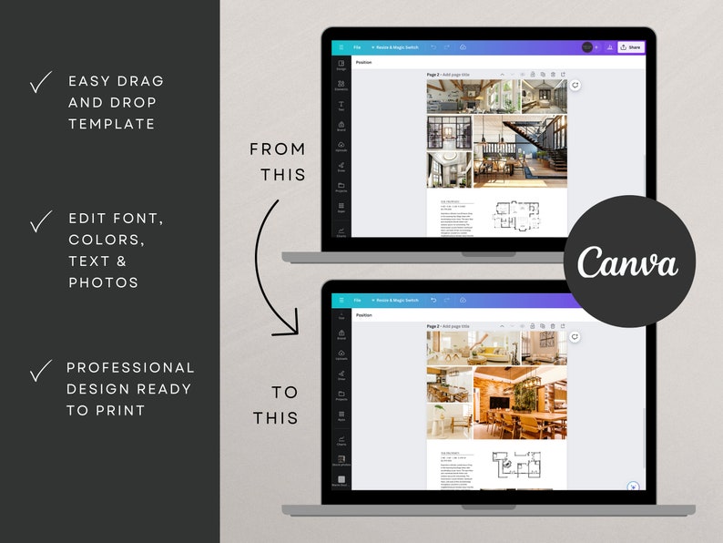 Real estate brochure template bifold property brochure canva template 4 page real estate brochure design feature sheet realestate open house
