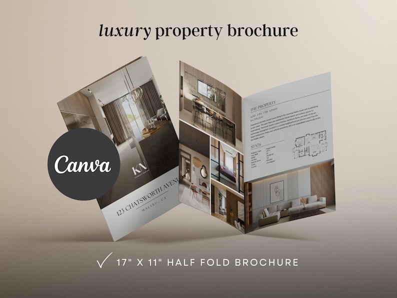 Luxury property brochure 4 page real estate brochure open house brochure real estate listing brochure template half fold brochure layout