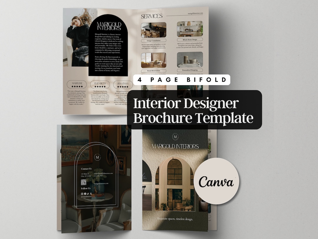 Interior Designer Brochure Canva Template Interior Design Services ...