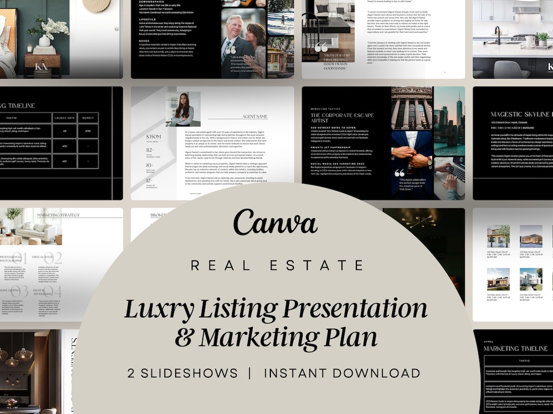Listing Presentation Real Estate Marketing Plan for Sellers Canva ...