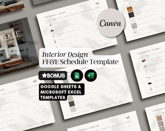 FF&E Schedule Template Interior Design Project Timeline Canva Excel Google Sheets Template Furniture Fixtures Finishes Schedule Renovation