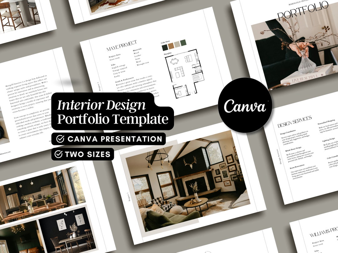 Interior Design Portfolio Custom Canva Template Interior Design ...