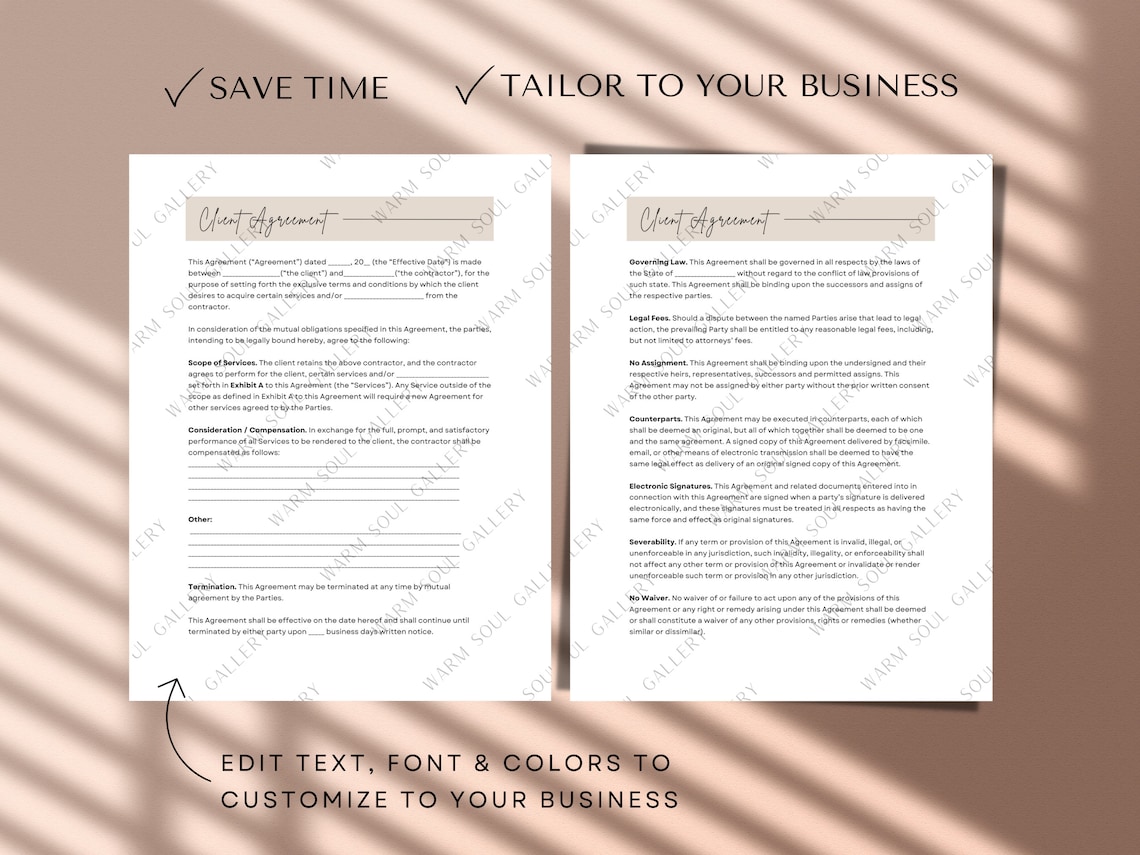 Professional Organizer Contract Template Professional Organizer Forms