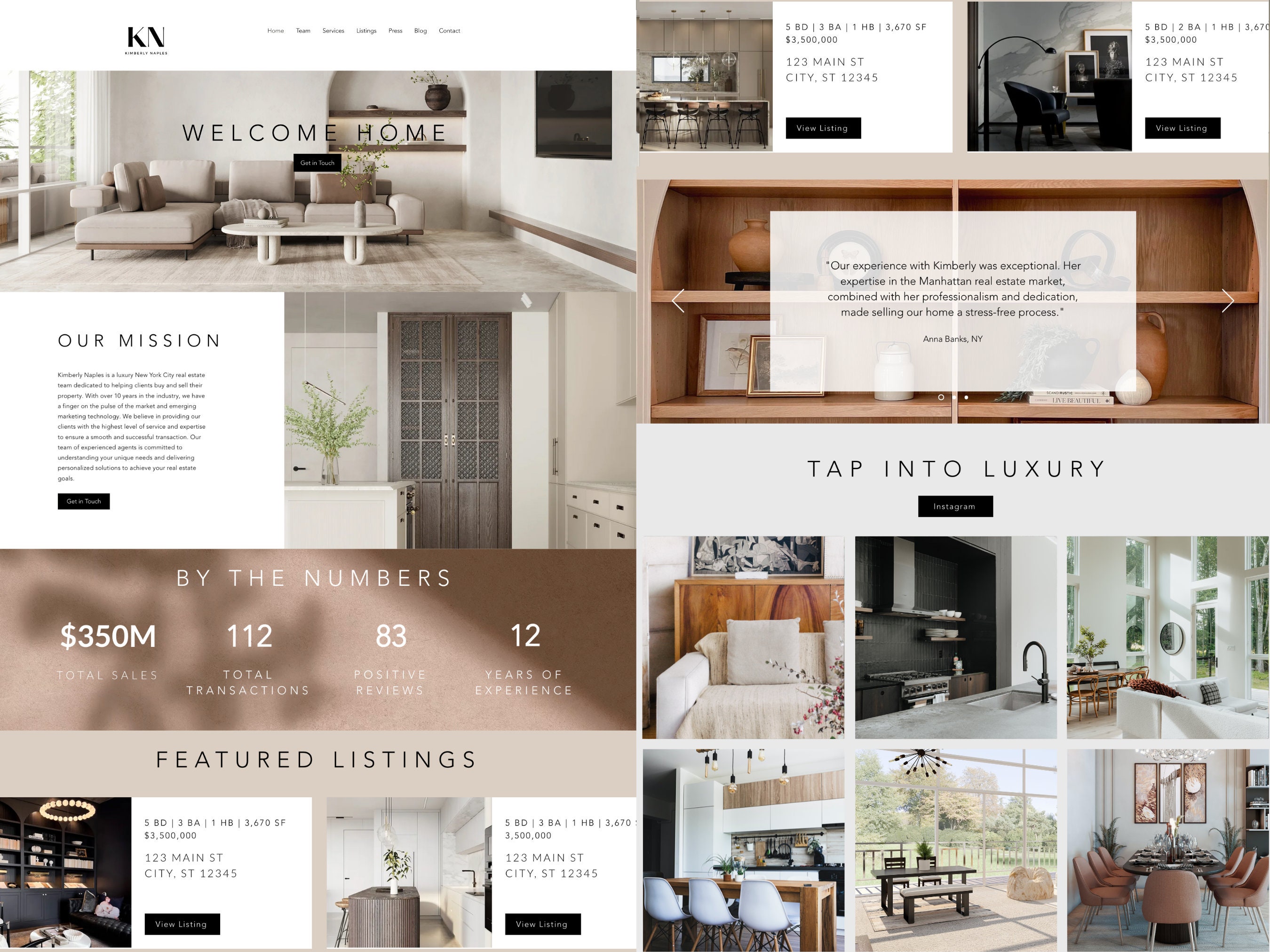 Real Estate Website Template Real Estate Wix Website Template Luxury ...