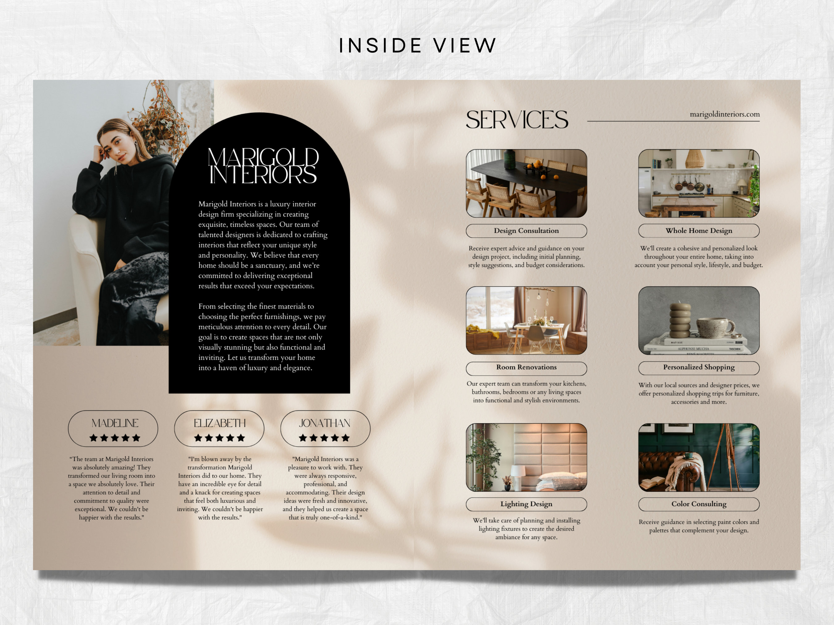 Interior Designer Brochure Canva Template Interior Design Services ...