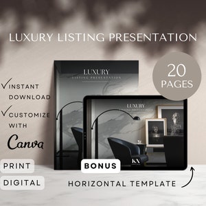 Listing Presentation Real Estate Template Canva Luxury Pre Listing Presentation Seller Guide CMA Real Estate Packet Digital Realtor Marketin
