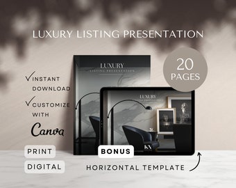 Listing Präsentation Real Home Vorlage Canva Luxury Pre Listing Präsentation Verkäuferführer CMA Real Realty Packet Digital Realtor Marketin