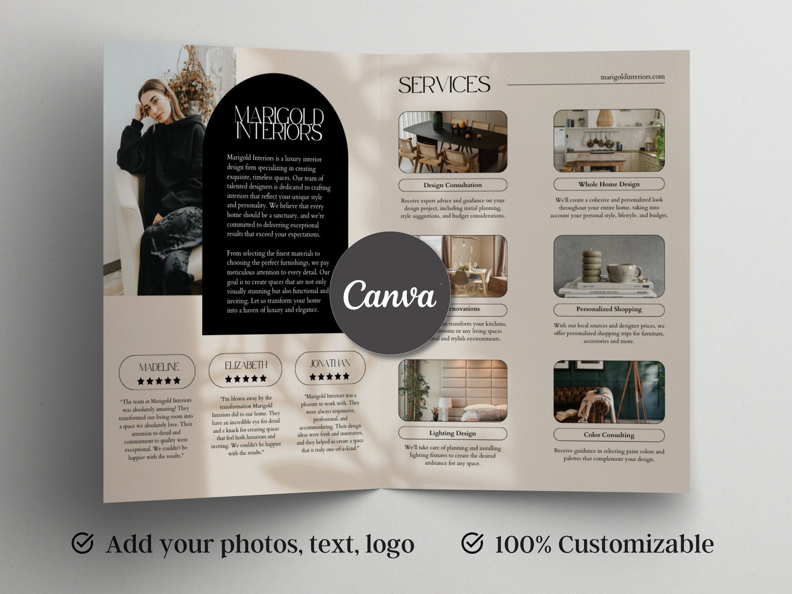 Interior Designer Brochure Canva Template Interior Design Services ...