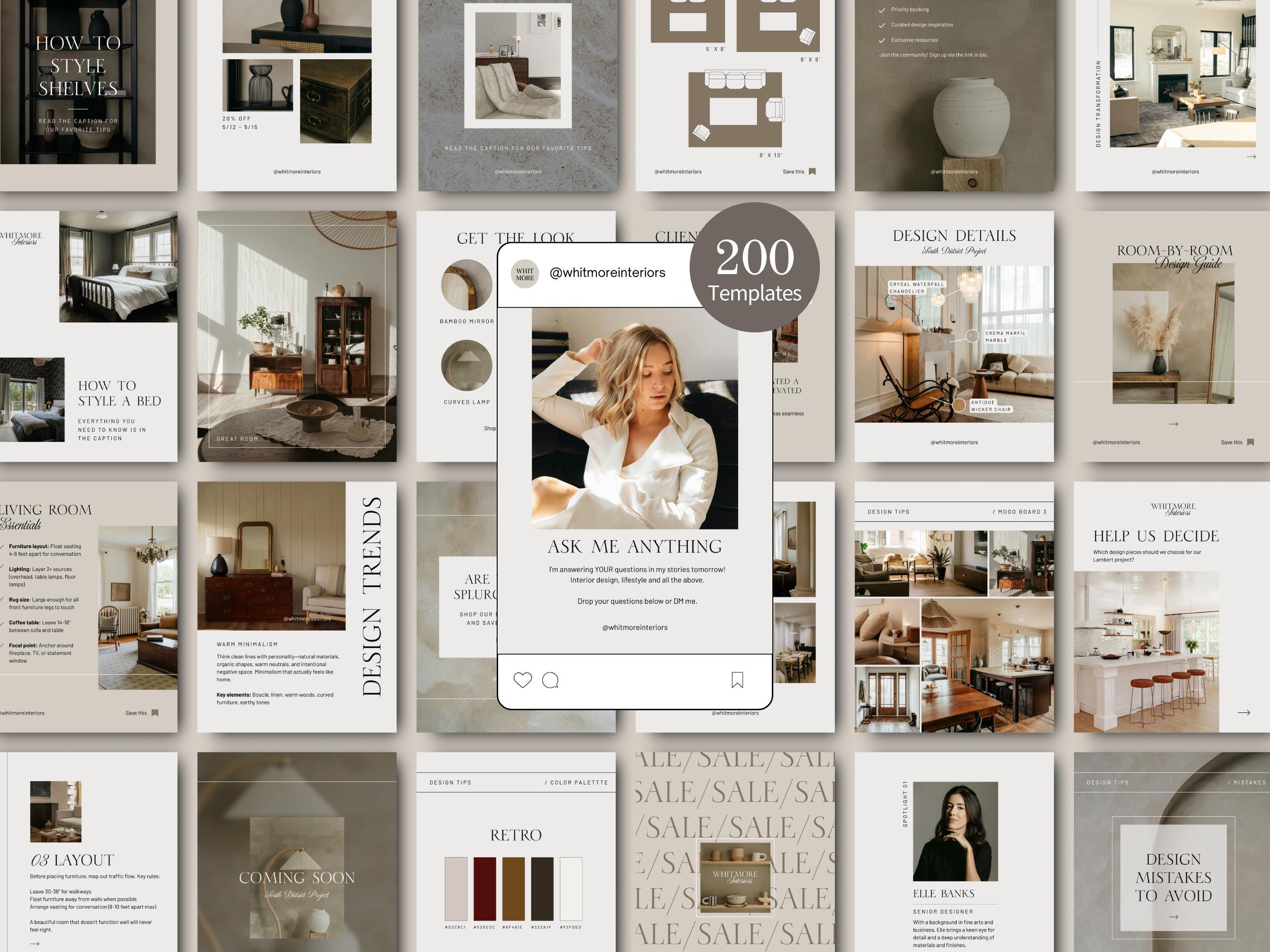 Interior Designer Instagram Templates Canva Home Staging Social Media ...