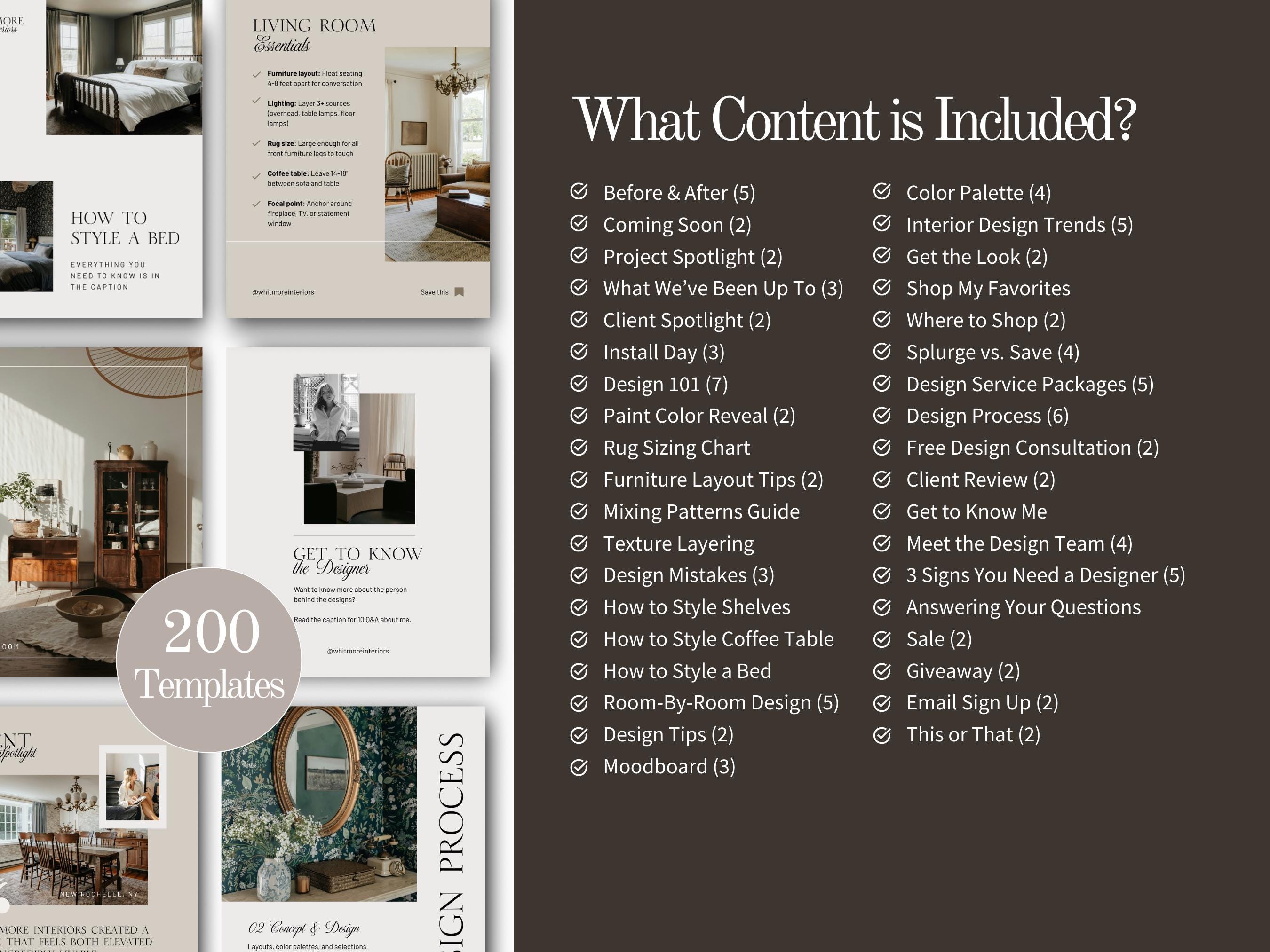 Interior Design Instagram Templates Canva Posts Stories Social Media ...