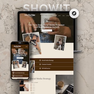 Social Media Agency Website Showit Template Marketing Agency Website Virtual Assistant Portfolio Neutral Website UGC Content Creator Website
