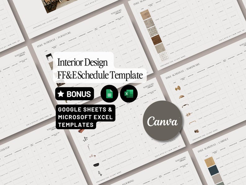 FF&E Schedule Template Interior Design Project Timeline Canva Excel ...
