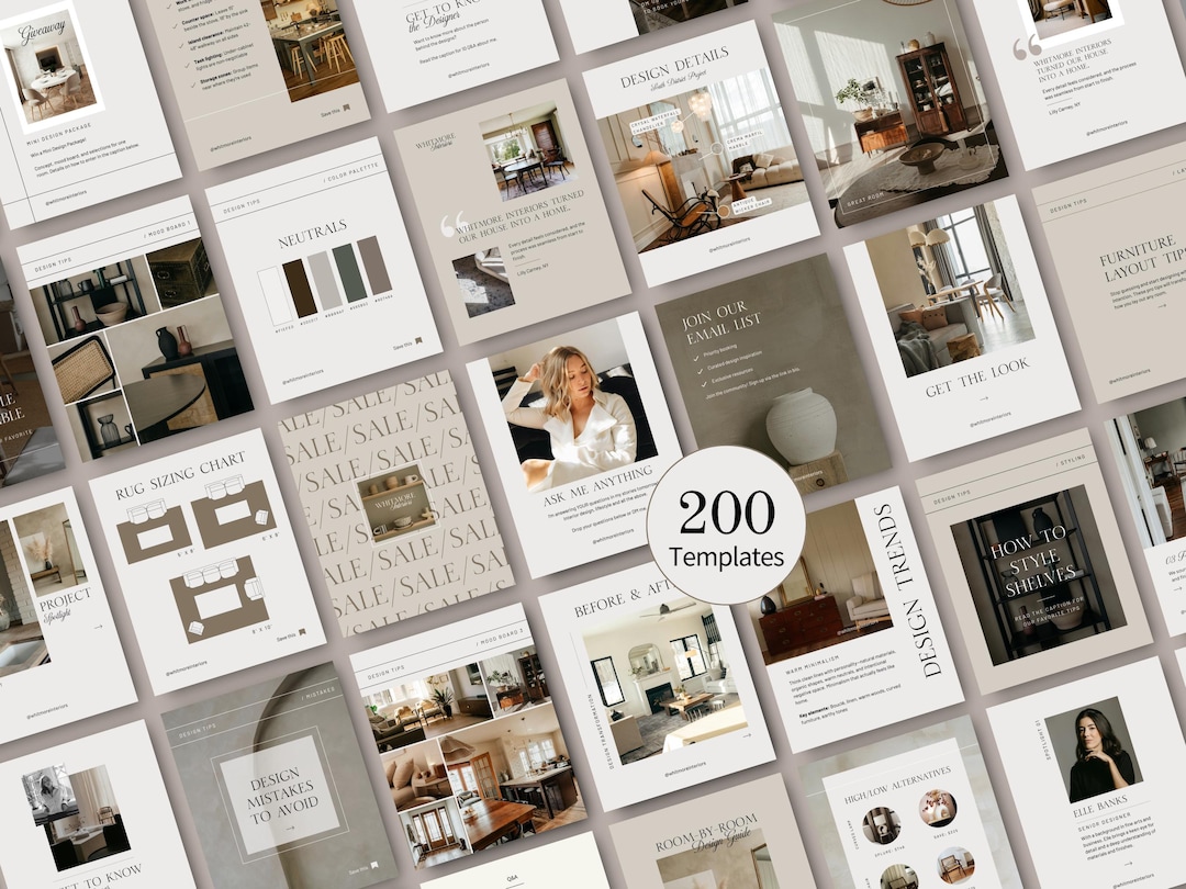 Interior Design Instagram Templates Canva Posts Stories Social Media ...