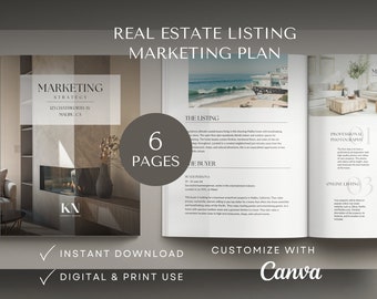 Real estate marketing plan book marketing plan realtor listing marketing plan realtor marketing material real estate template canva digital